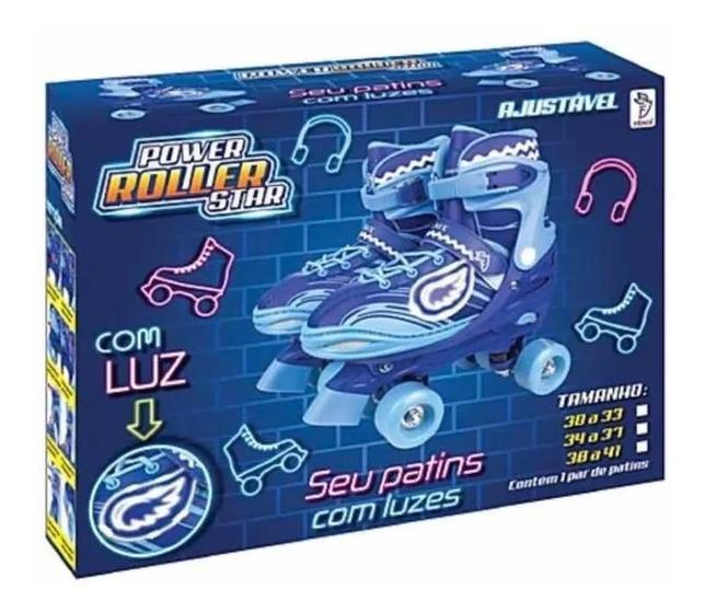 Imagem de Patins Power Roller Star 4 Rodas Com Luz 30/33- Fênix