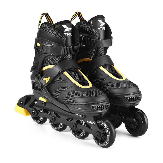 Patins Preto Com Amarelo Inline Regulável 3740 G Atrio Patins 4