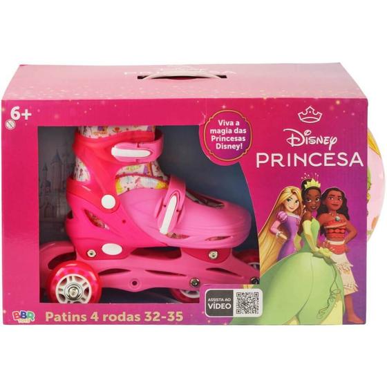 Imagem de Patins princesas 2 em 1 inline e triline 32-35 com kit de protecao bbr