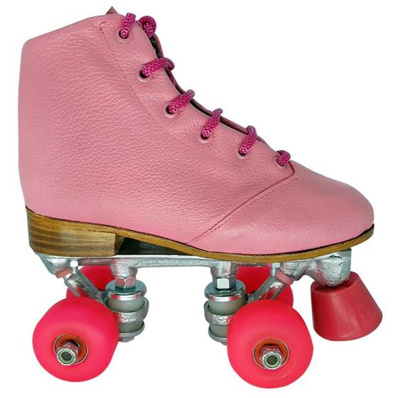 Imagem de Patins Quad 4 Rodas Infantil Rosa e Roda Rosa