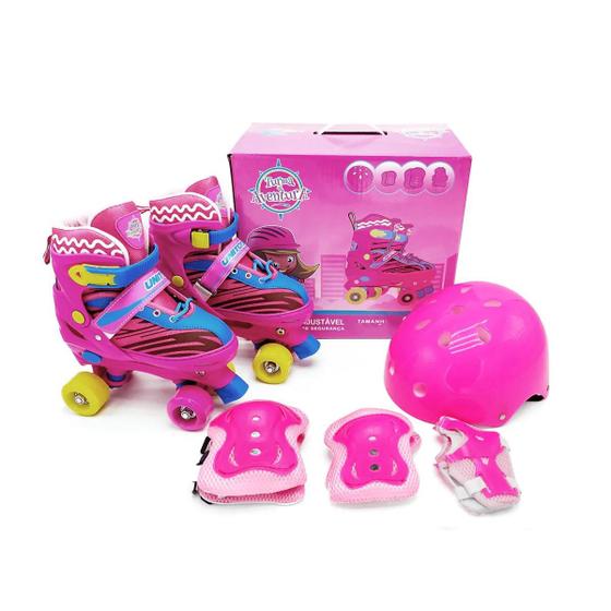 Patins Quad Ajustável com Kit Proteção Unitoys Menor preço em Patins Quad Ajustável com Kit Proteção Unitoys