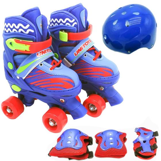 Imagem de Patins Quad Azul Ajustável Com Acessório De Proteção E Freio