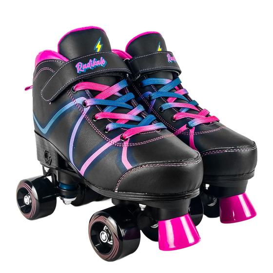 Imagem de Patins Quad Preto E Rosa Infantil Para Meninas Roller Tenis Tamanho 35-38 - Unitoys