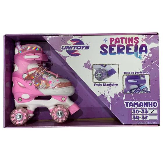 Imagem de Patins Quad Sereia Rosa com Luz 30-33 Unitoys