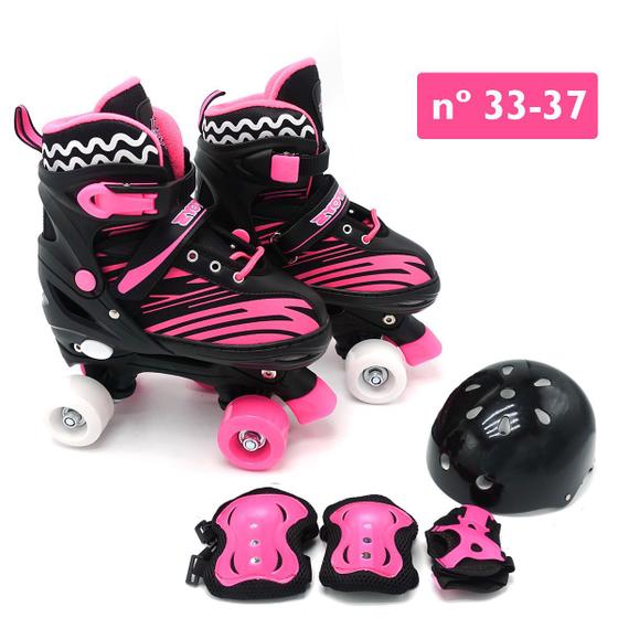 Imagem de Patins Roller Com Kit De Proteção Infantil Numero 34 Ao 37