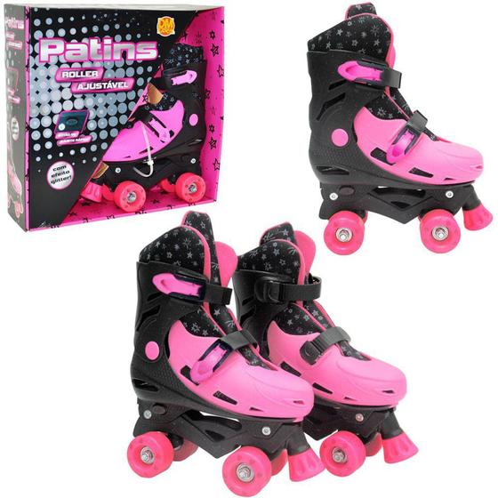 Imagem de Patins roller feminino ajustavel rosa tamanho g (37-40) - DM BRASIL