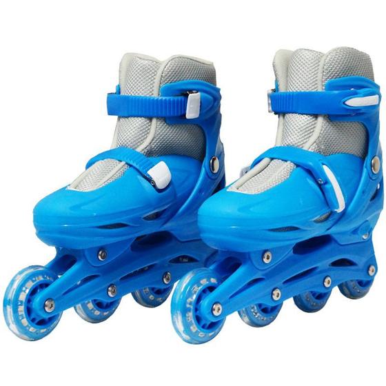 Imagem de Patins Roller In Line 4 Rodas Em Linha Infantil Masculino Azul Importway BW-018-AZ