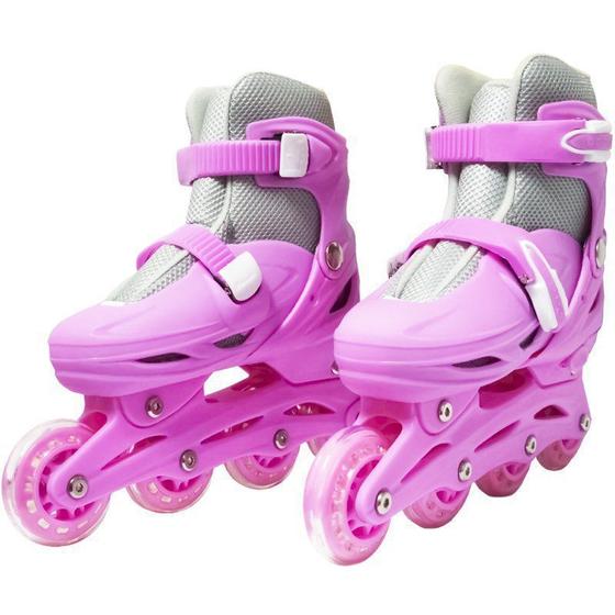 Menor preço em Patins Roller In Line 4 Rodas Infantil Feminino Rosa Tamanho 37 38 39 40 Importway BW-018-R