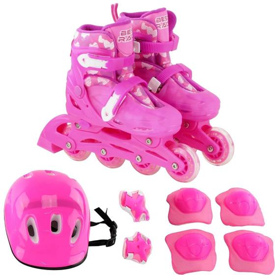 Patins Roller Infantil Ajustável 32 ao 35 Menino Menina Rosa Menor preço em Patins Roller Infantil Ajustável 32 ao 35 Menino Menina Rosa