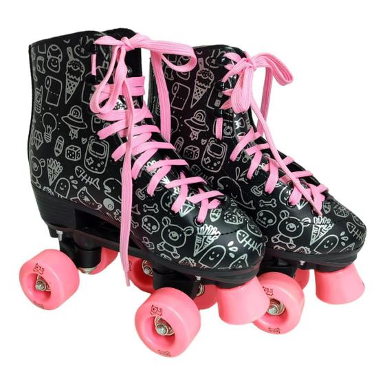 Imagem de Patins Roller Infantil Estampado New Pink Desenho Dmr5860