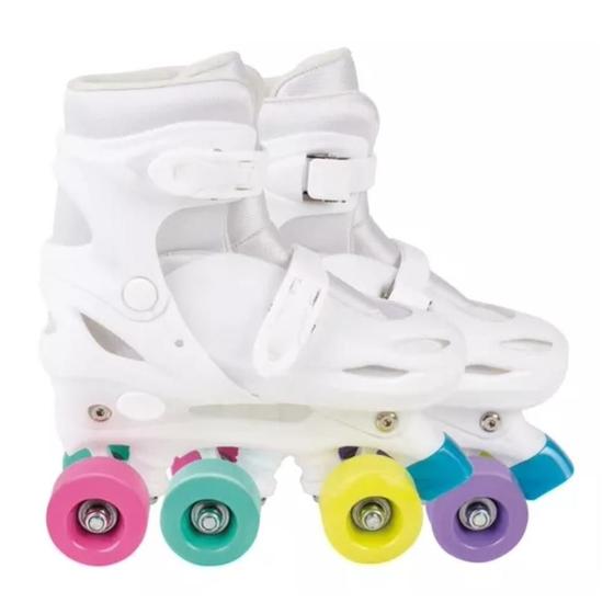 Imagem de Patins Roller Infantil Regulavel Lazer Criança Jovem Esporte Color 4 Rodas Branco M (34-37) - Mor