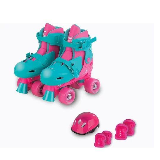 Imagem de Patins Roller Kit Rosa com Azul 34-37 - Fenix PK-01T