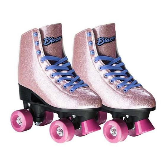 Imagem de Patins Rollers 4 You Suporta até 90Kg Tam, 34 Rosa com Glitter Multikids - BR925