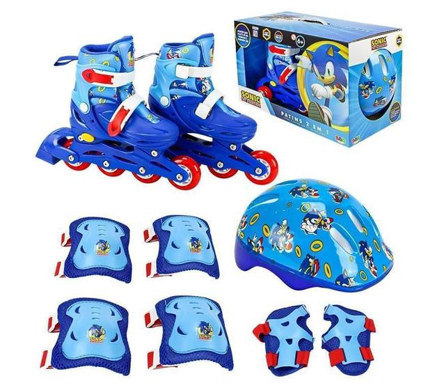 Imagem de Patins Sonic Inline E Triline Com Kit De Proteção 28-31