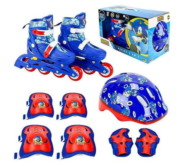 Imagem de Patins Sonic Inline E Triline Com Kit De Proteção 32-35