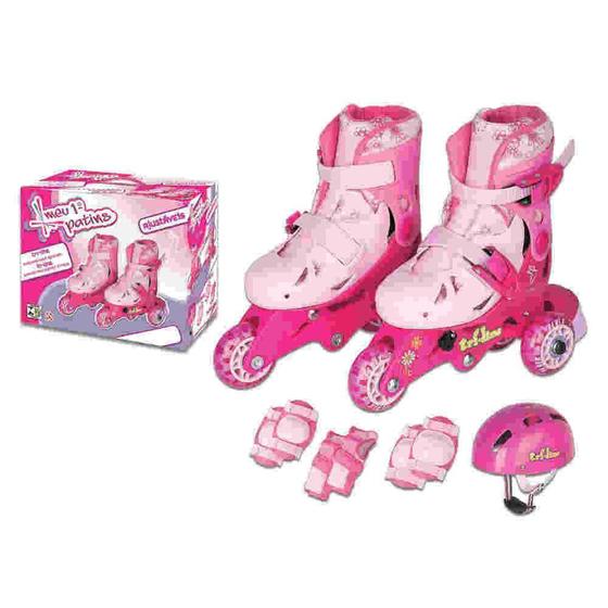Patins Tri In-Line Ajustavel Rosa Com Acessorios 30-33 Fenix Menor preço em Patins Tri In-Line Ajustavel Rosa Com Acessorios 30-33 Fenix