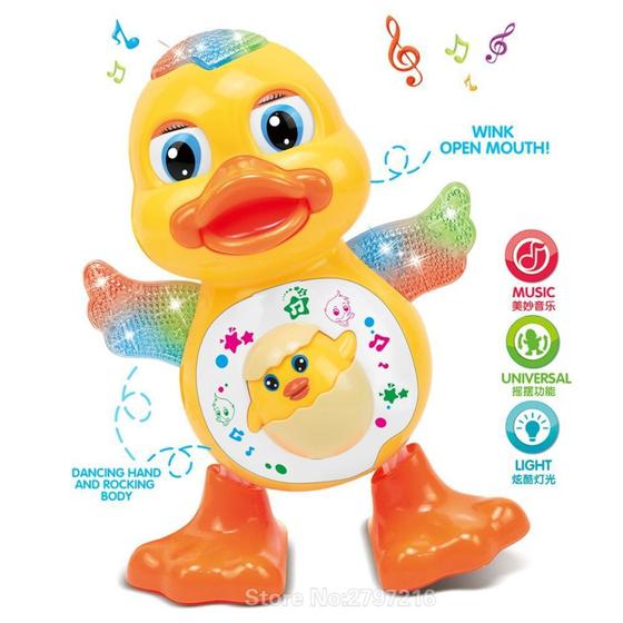 Imagem de Pato Dançante Brinquedo Musical Anda Dança Mexe Com Luz e Som Duck Dancing Patinho