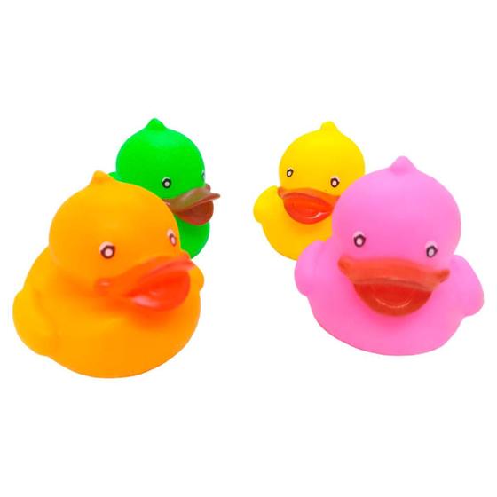 Imagem de Pato De Borracha Para Banho Kit Com 4 Unidades Patinho Macio