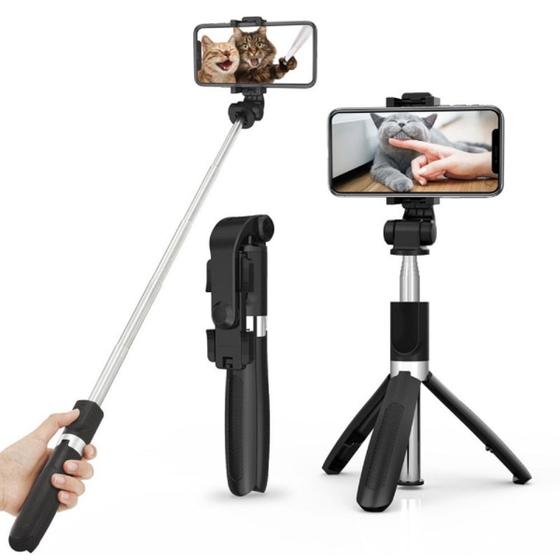 Imagem de Pau de Selfie com Tripé Estabilizador e Controle Bluetooth - Versatilidade e Estabilidade