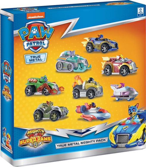 Imagem de Paw Patrol, True Metal Mighty Pack de 8 Veículos Colecionáveis Die-Cast, Escala 1:55