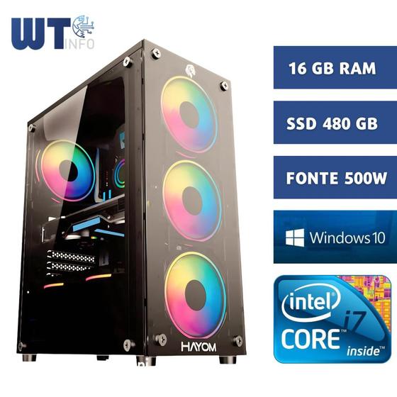 Imagem de Pc Computador Cpu Gamer I7 4770 + 16 gb + Ssd 480 gb + Fonte 500w + Wifi