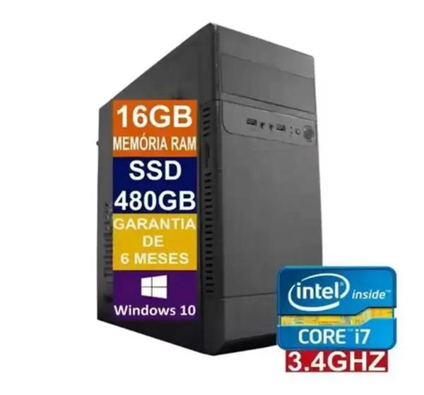 Imagem de Pc Computador Cpu Intel Core I7 Ssd 480gb / 16gb Memória Ram - Windows 10 pro