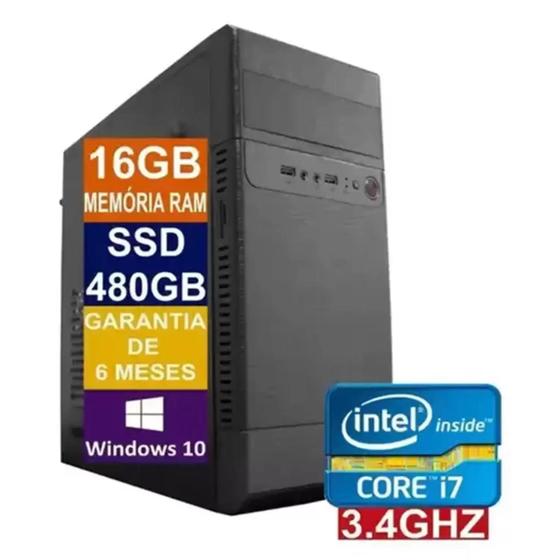 Imagem de Pc Computador Cpu Intel Core I7 Ssd 480gb / 16gb Memória Ram