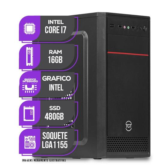 PC Computador CPU Mancer, Intel Core i7, 16GB De Memória Ram, SSD 480GB Menor preço em PC Computador CPU Mancer, Intel Core i7, 16GB De Memória Ram, SSD 480GB