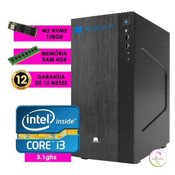 Imagem de Pc Computador Intel i3 2100, 4GB Memória RAM e M2 SSD Nvme 128GB