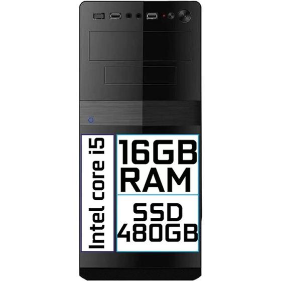 Imagem de Pc Cpu Desktop Computador Intel Core I5 HDMI 16GB SSD 480GB Pronto para uso