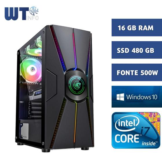 Imagem de Pc Cpu GAMER I7 4790 4a Geração até 4.0 GHZ + Placa H81 1150 + 16 gb + Ssd 480gb + Fonte 550w  + Placa de vídeo R5 220