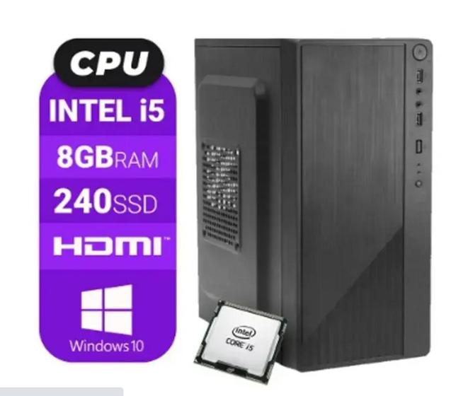 Imagem de Pc Desktop Computador CPU Intel Core i5 Hdmi 8GB SSD 240GB Windows 10