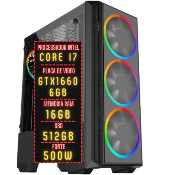 Imagem de PC Gamer 3green FPS Intel Core i7 16GB RAM Placa de vídeo Geforce GTX 1660 6GB SSD 512GB Fonte 500W 3GF-020