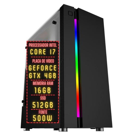 Imagem de PC Gamer 3green FPS Intel Core i7 16GB RAM Placa de vídeo Geforce GTX 4GB SSD 512GB Fonte 500W 3GF-014