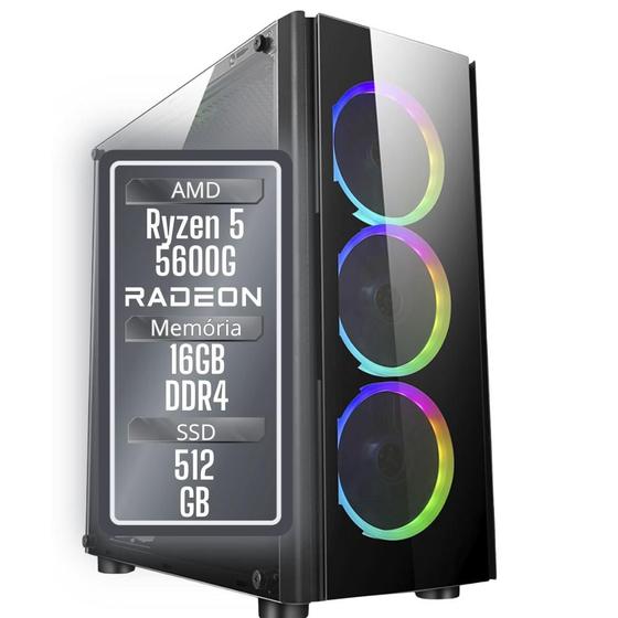 Imagem de PC Gamer 3Green Winner, AMD Ryzen 5 5600G, 16GB DDR4, SSD 512GB, Gráficos Radeon VEGA, Fonte 500W - GSW-24007