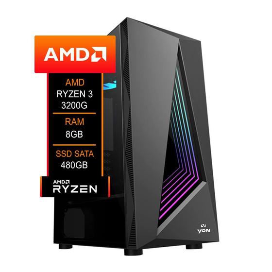 Imagem de PC Gamer AMD Ryzen 3 3200G, Chipset A520, 16GB (2x8) DDR4, SSD Sata 480GB