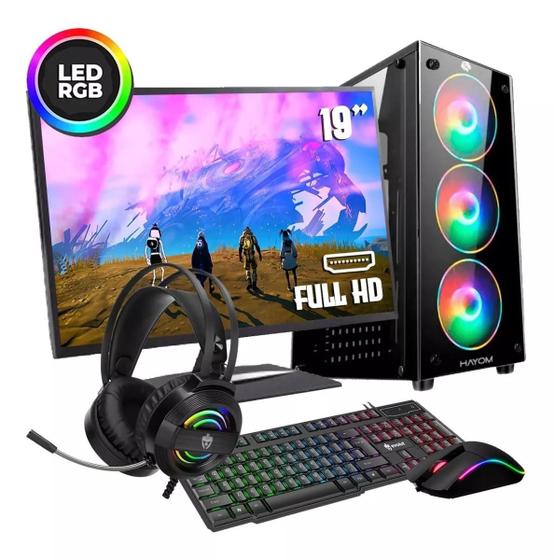 Pc Gamer Barato Completo DDR4 Com Monitor + Kit Gamer Garantia 1 Ano