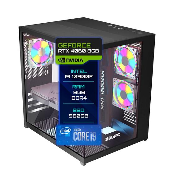 Imagem de Pc Gamer BluePC Intel Core I9 10900f 8gb Ddr4 Rtx 4060 8gb Ssd 960gb  - Fonte 650w