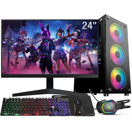 Imagem de PC Gamer Completo 3green Smart, Intel Core i7, 16GB RAM, Radeon RX 580 8GB, SSD 512GB, Fonte 500W, Monitor LED 24", Kit Gamer  - 3GS-0115SF