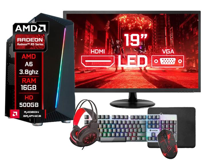 Pc Gamer Completo amd 6 núcleos 3.8Ghz 8GB ram Placa de vídeo Radeon 2GB HD  500GB Monitor 19.5 LED Kit Gamer Skill em Promoção na Americanas