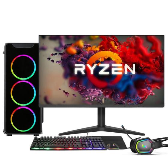 PC Gamer Completo AMD Ryzen 5 5600G, Gráficos Radeon VEGA 7, 16GB DDR4, SSD 512GB, Fonte 500W, Monitor 24" 75Hz, 3green Force - 3F-018 Menor preço em PC Gamer Completo AMD Ryzen 5 5600G, Gráficos Radeon VEGA 7, 16GB DDR4, SSD 512GB, Fonte 500W, Monitor 24" 75Hz, 3green Force - 3F-018