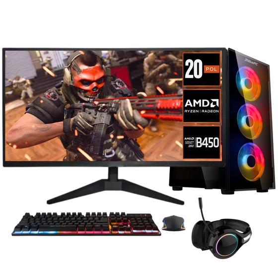 PC Gamer Completo BluePC Legacy - AMD Ryzen 5 5600GT, 16GB RAM, Radeon VEGA 7, Monitor 20", Kit Gamer completo, SSD 480GB, Fonte 500W - PGBP-1007LEG Imagem de PC Gamer Completo BluePC Legacy - AMD Ryzen 5 5600GT, 16GB RAM, Radeon VEGA 7, Monitor 20", Kit Gamer completo, SSD 480GB, Fonte 500W - PGBP-1007LEG