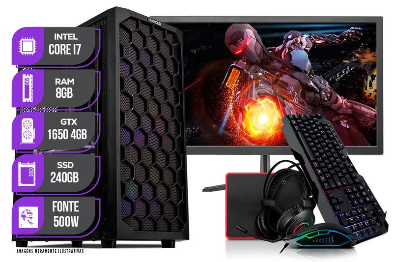 PC Gamer Completo Mancer, Intel Core i7, GTX 1650 4GB, 8GB de ram, SSD 240GB Menor preço em PC Gamer Completo Mancer, Intel Core i7, GTX 1650 4GB, 8GB de ram, SSD 240GB