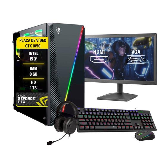 Pc Gamer Completo Maximus I5 GTX 1050 8GB Hd 1TB SSD 120GB Menor preço em Pc Gamer Completo Maximus I5 GTX 1050 8GB Hd 1TB SSD 120GB
