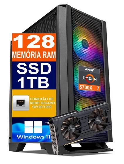 Imagem de Pc Gamer Computador Cpu Ryzen 7 5700X / SSD 1TB M2 NVME / 128gb Memória Ram DDR4 / Rtx 3060 12gb