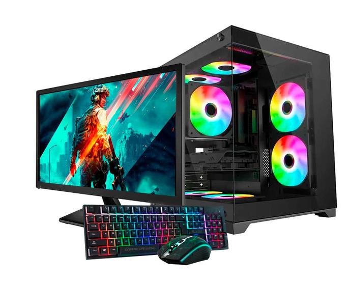 Imagem de PC GAMER CORE I3 10th RX550 256GB 16GB RAM FONTE 500W 80 PLUS GABINETE BLACK BOX + MONITOR 19 HD LED HDMI KIT TECLADO E MOUSE GAME VIPER