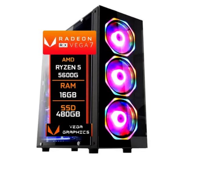 Imagem de PC Gamer  CPU Amd Ryzen 5 5600G Radeon Vega 7 Graphics 16GB DDR4 SSD 480GB - Fonte 500w - MJB Tech