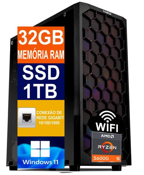 Pc Gamer Cpu Ryzen 5 5600g / Ssd 1tb M2 / 32gb Memória Ddr4 Menor preço em Pc Gamer Cpu Ryzen 5 5600g / Ssd 1tb M2 / 32gb Memória Ddr4