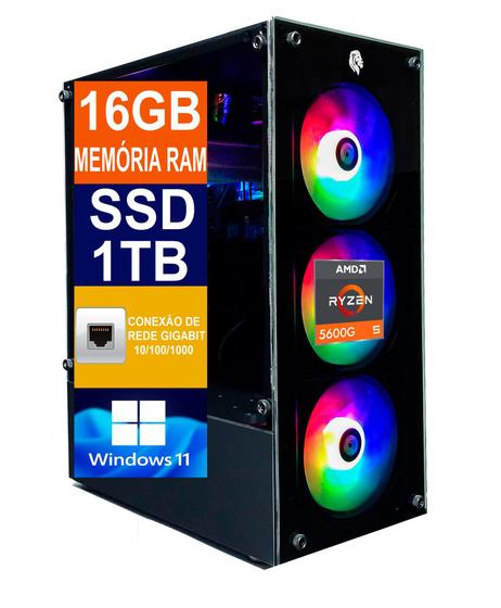 Imagem de Pc Gamer Cpu Ryzen 5 5600g / Ssd 1tb M2 / Memória 16gb Ddr4