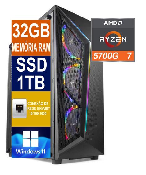 Imagem de Pc Gamer Cpu Ryzen 7 5700G / Ssd 1Tb M2 / 32Gb Memória Ddr4